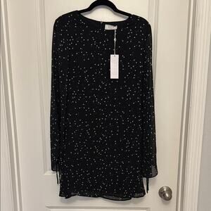 Sage Black and White Polka Dot Long Sleeve Dress